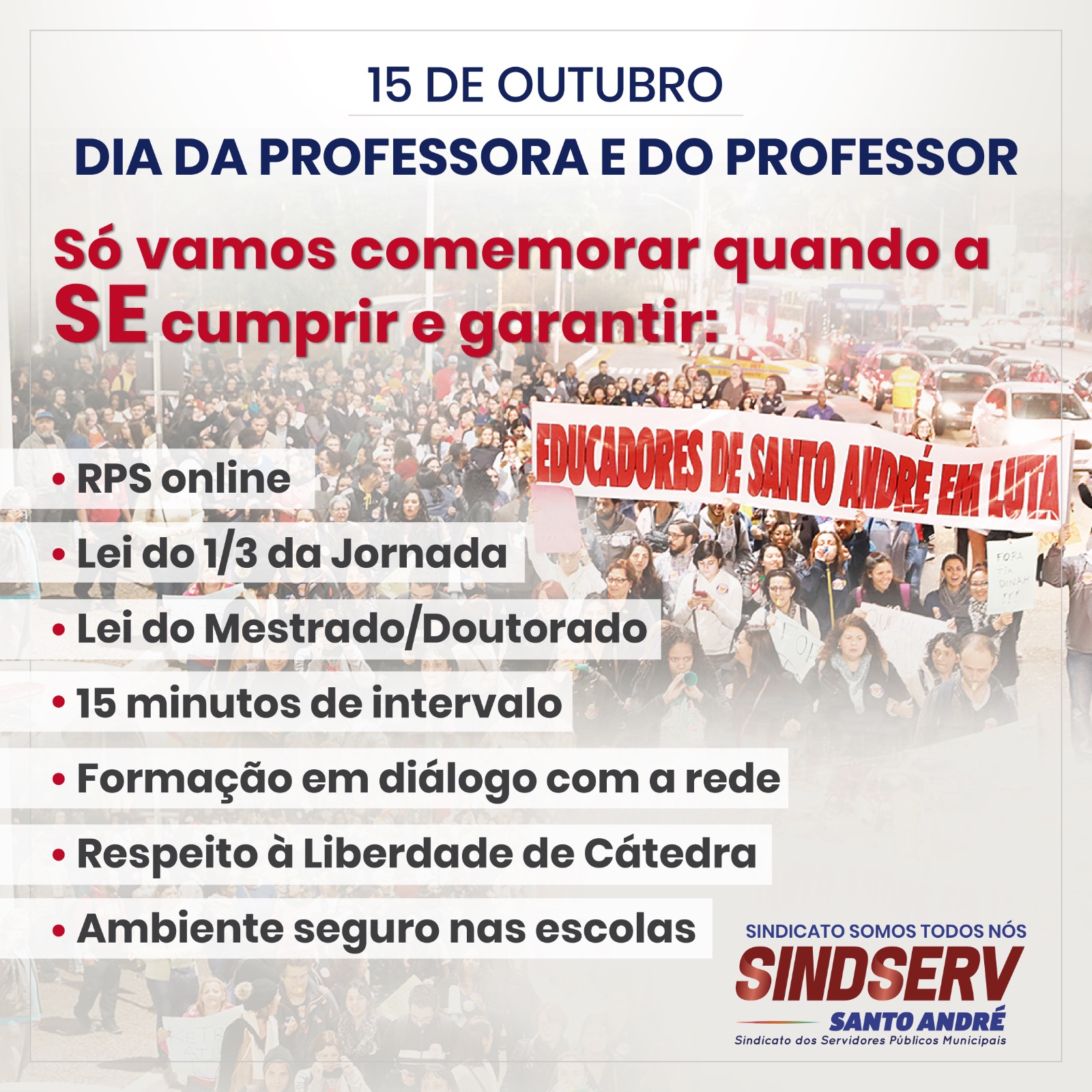 Imagem de 15 de novembro: No Dia dos Professores, exigimos  RESPEITO E VALORIZAÇÃO da Secretaria de Educação