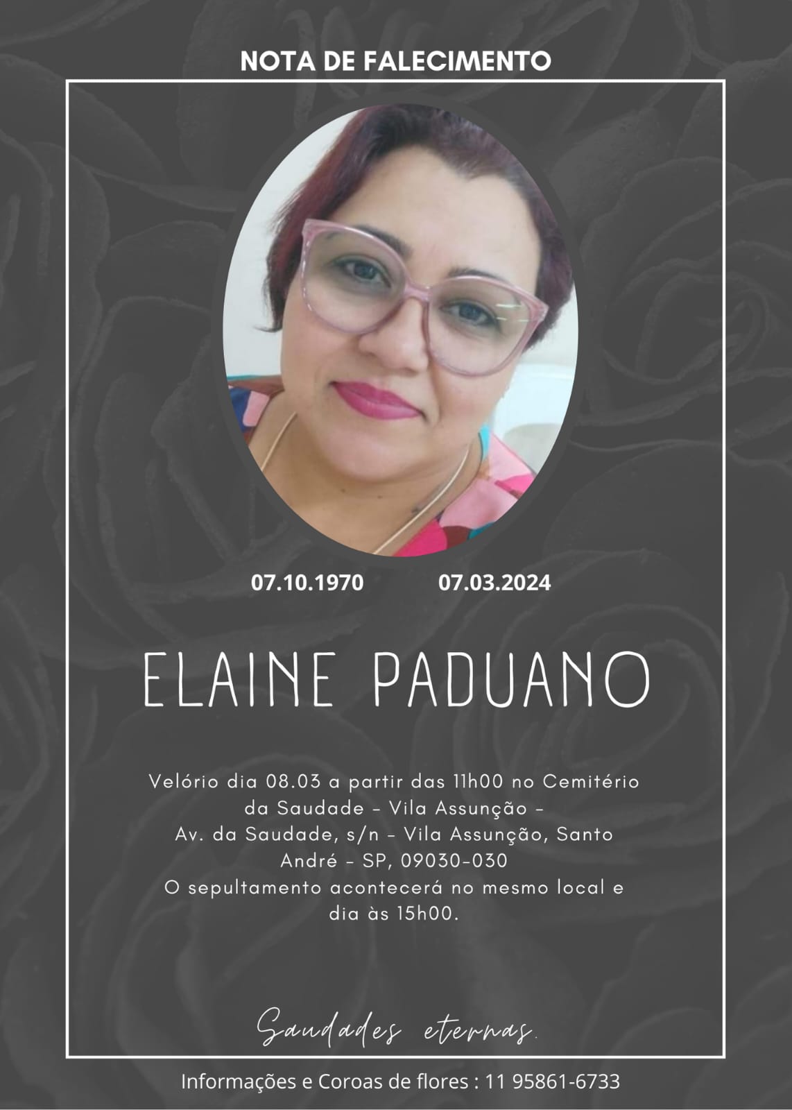 Imagem de Sindserv Santo André lamenta o falecimento da servidora Elaine Paduano