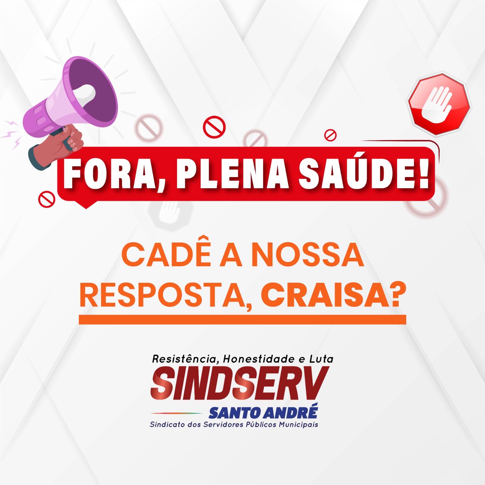 Imagem de Sindserv Santo André faz campanha nas redes sociais cobrando da CRAISA mudança de convênio médico