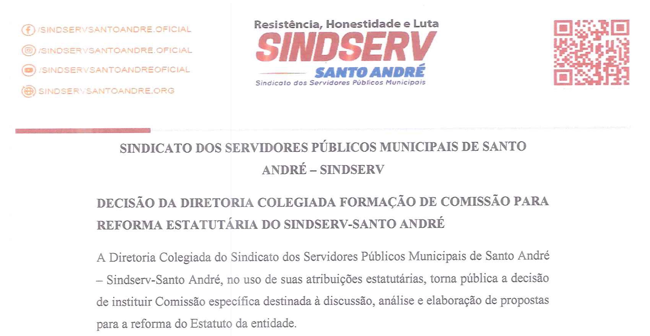 Imagem de Sindserv Santo André realizará reunião com a Comissão da Reforma Estatutária 

