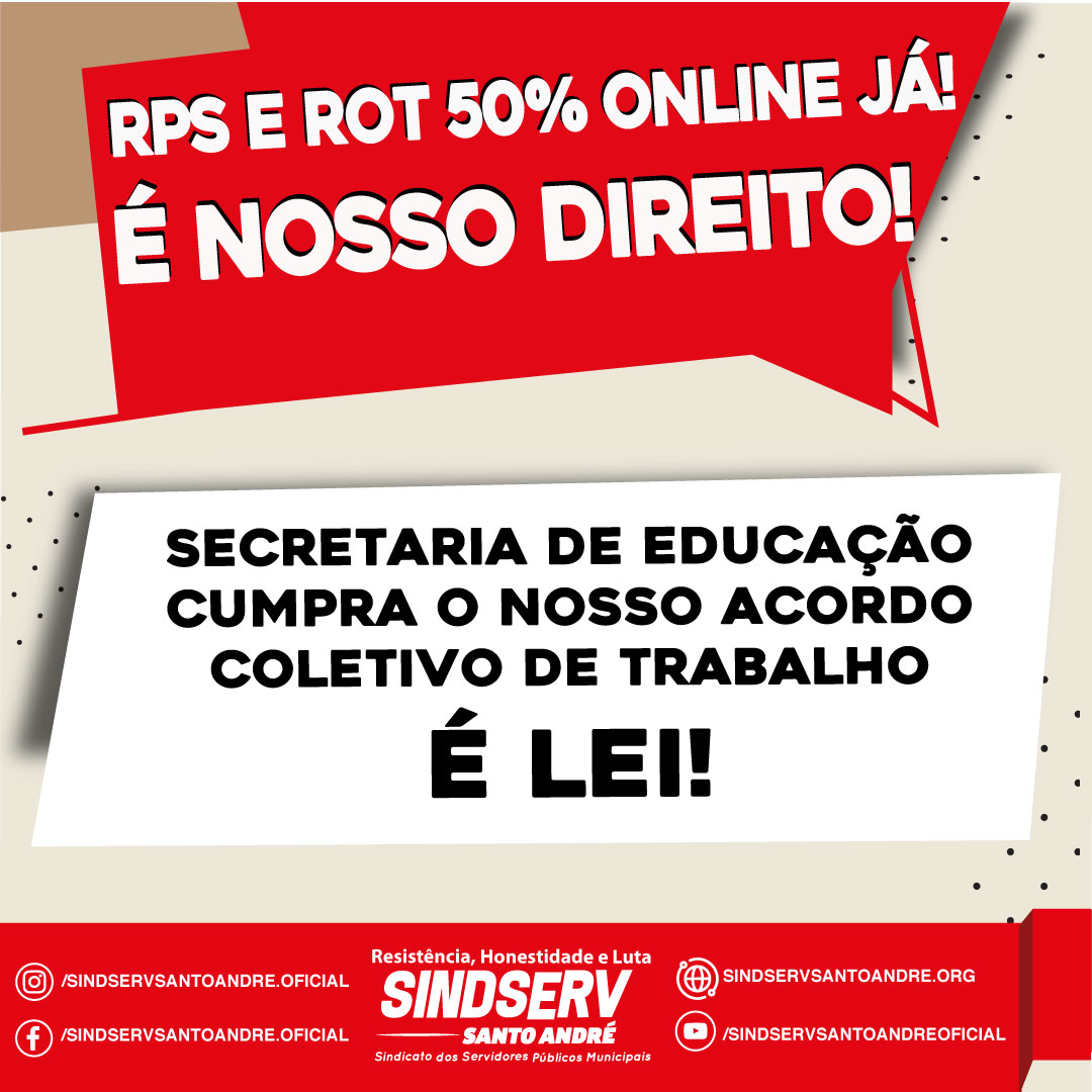 Imagem de Pelo cumprimento da RPS e ROT 50% online JÁ! É NOSSO DIREITO, CICOTE! 