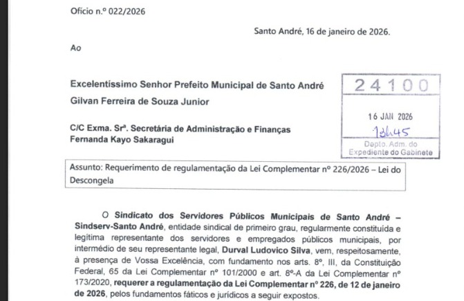 Imagem de Descongela Já biênios/licença-prêmio: Sindserv pede cumprimento da lei federal ao prefeito Gilvan 