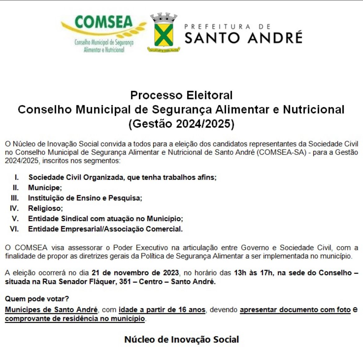Imagem de Participe da eleição do COMSEA-SA! Vote no Sindserv Santo André