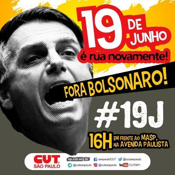 Imagem de Fora Bolsonaro! CUT-SP convoca militância a ir novamente às ruas em 19 de junho