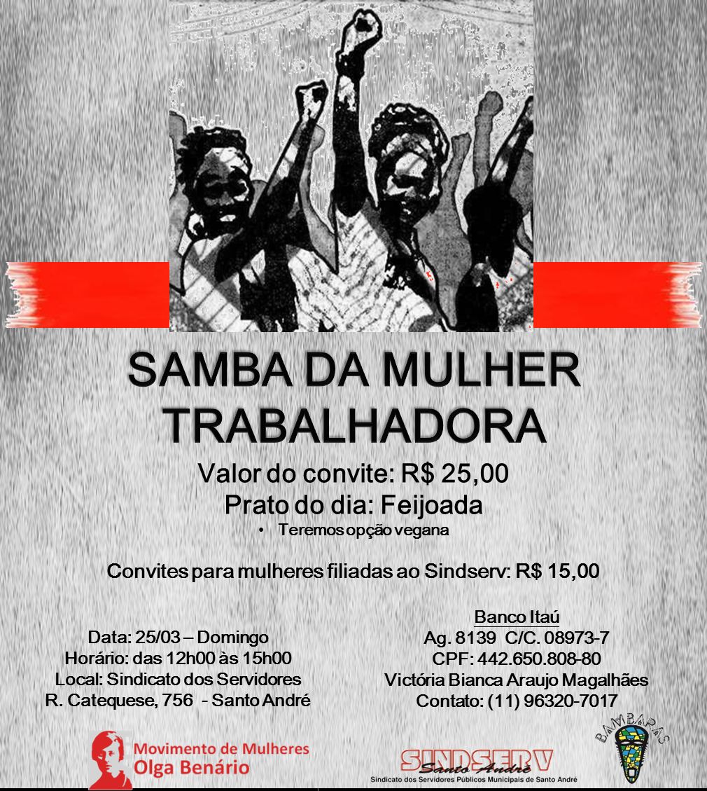 Imagem de Samba da Mulher Trabalhadora celebra Mês Internacional das Mulheres com feijoada no domingo (25)