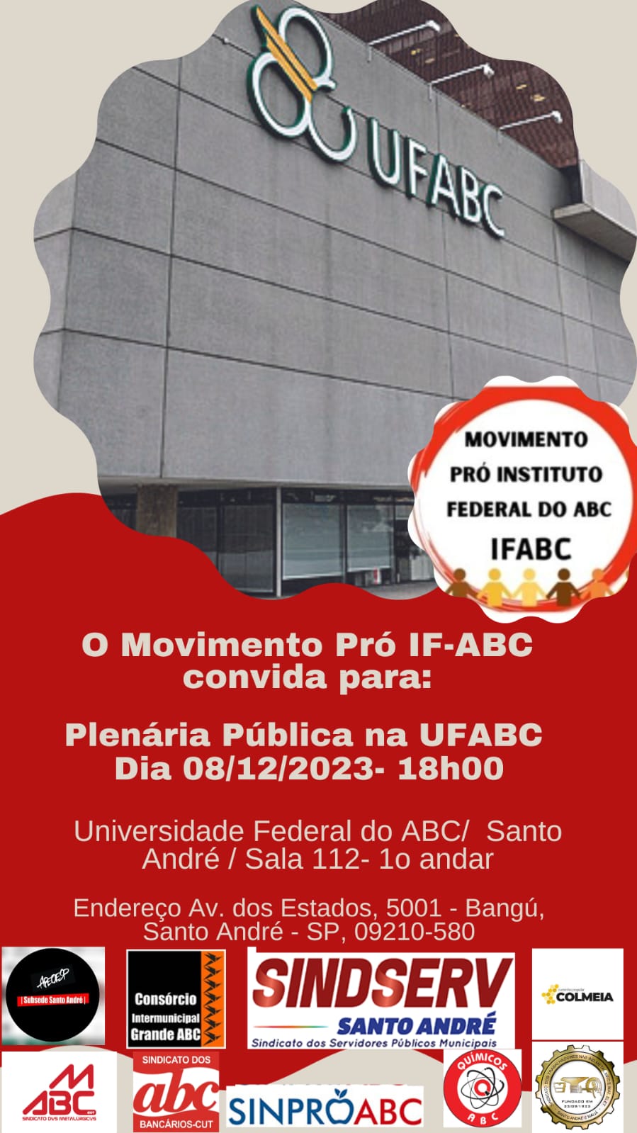 Imagem de Sindserv Santo André apoia audiência pública do Movimento Pró IF-ABC