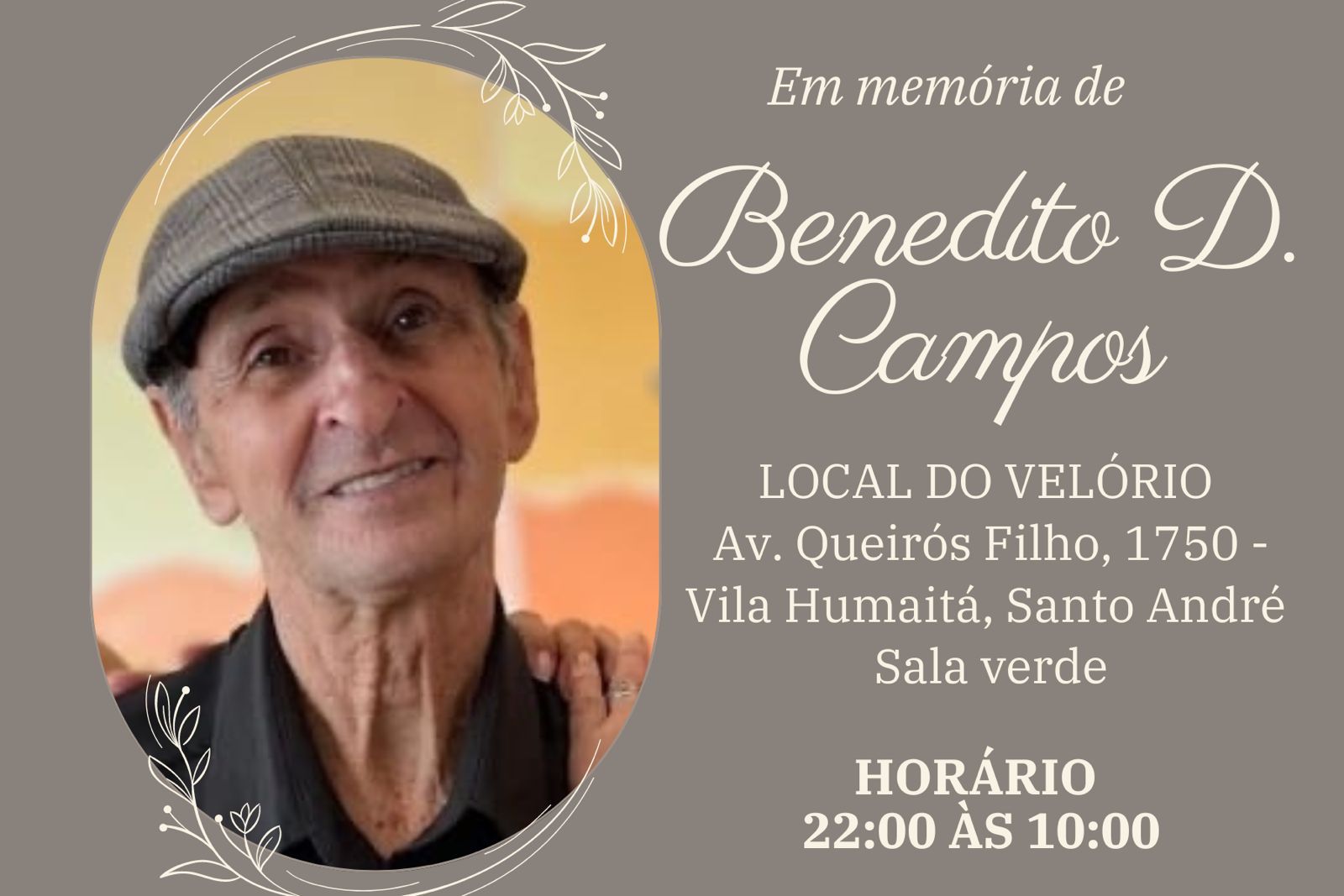 Imagem de Sindserv Santo André lamenta falecimento do servidor Benedito Campos