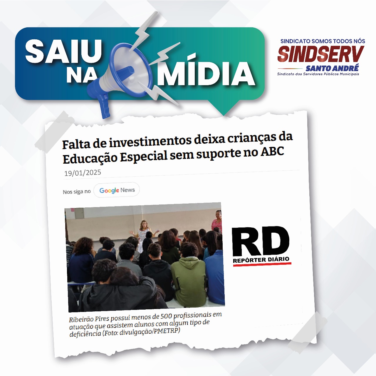 Imagem de Em matéria do RD, Sindserv defende mais concursos públicos e redução de jornada para pais atípicos servidores