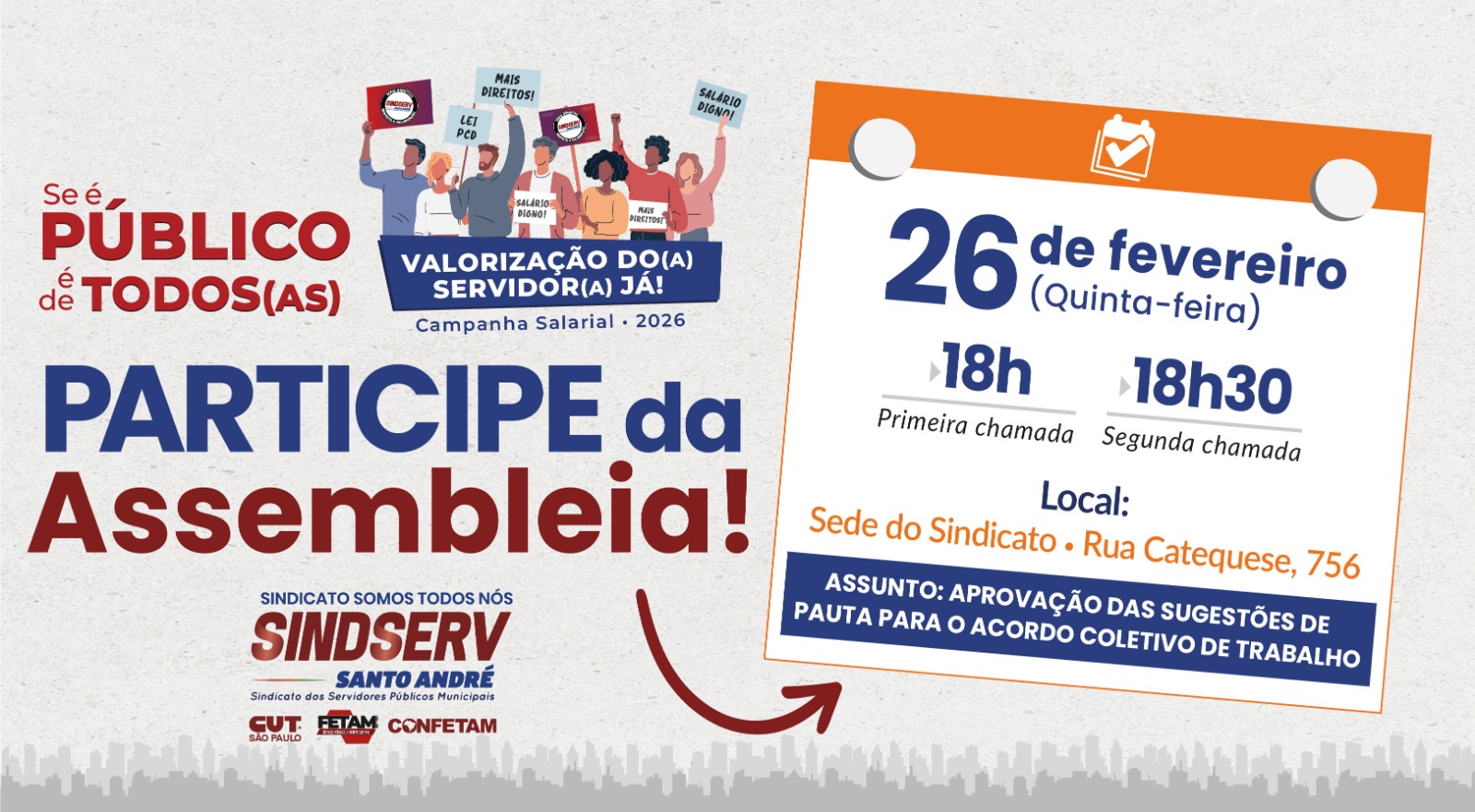 Imagem de Participe da Assembleia da Campanha Salarial para aprovação de pauta