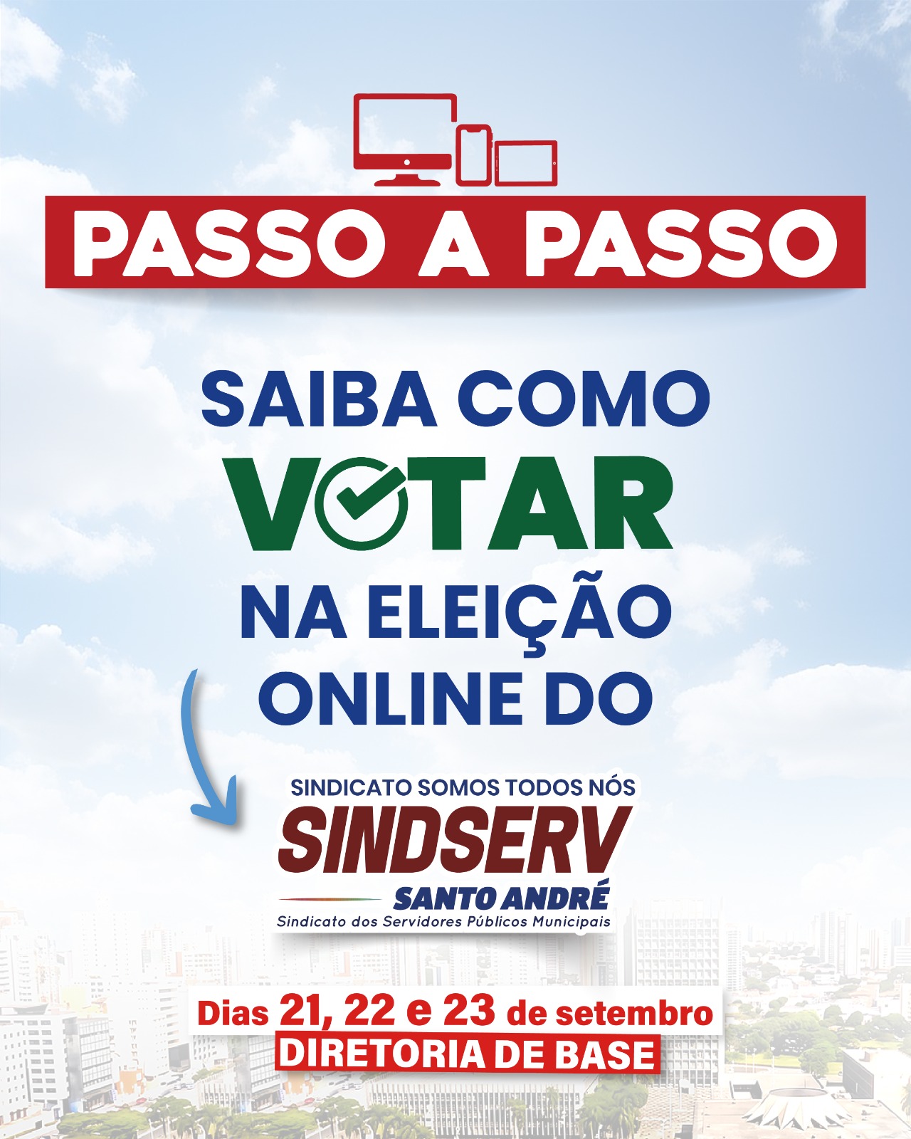 Imagem de Saiba como votar: veja o passo a passo da eleição sindical online para a diretoria de base